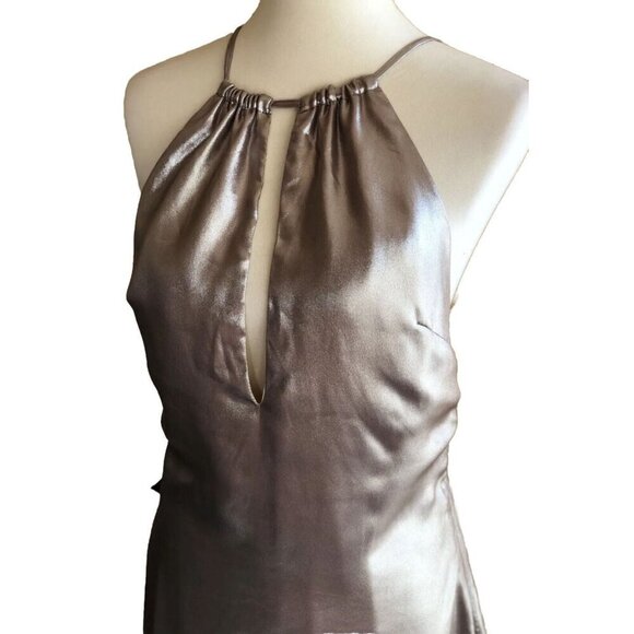 Nasty Gal Women’s In a Flash Halter Shimmer Deep V Mini Dress Size M $78 - Picture 4 of 12